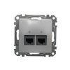 SEDNA DESIGN & ELEMENTS Gniazdo komputerowe 2xRJ45 kat.6 UTP srebrne aluminium SDD113462 SCHNEIDER ELECTRIC
