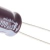 Kondensator 100 μF 35 V dc Otwór przelotowy Nichicon Przewód promieniowy roztaw: 3.5 mm