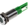 Lampka kontrolna do montażu panelowego 6V dc, zielona 8mm LED Chrom Faston, oczko lutownicze RS PRO