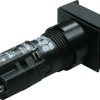 Pushbutton switch, 2 pole, red, illuminated , 4 A/230 V, mounting Ø 16.2 mm, IP65, 1.15.108.176/0000