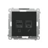 Simon 55 Gniazdo komputerowe RJ45 kategoria 5e + telefoniczne RJ12 (moduł) Czarny mat T5F.01/149