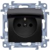 Gniazdo zasilające pojedyncze SIMON 10 z klapką i uszczelką IP44 czarne matowe [2P+Z] 16A Kontakt Simon CGZ1BC.01/49