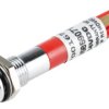 Lampka kontrolna do montażu panelowego 24V dc, czerwona 8mm LED Chrom Końcówka lutownicza RS PRO