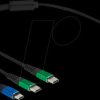 87883 Charging cable, USB-A -> micro USB & 2x USB-C, 0,3 m