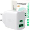 ŁADOWARKA SIECIOWA Greencell PowerSource Duo30 30W 1xUSB-C 1xUSB-A PD 3.0 QC 4.0+ biała