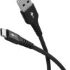 Miękki kabel USB-C do USB-A, tekstylny z metalowymi złączami, czarny 74525 /0,5m/
