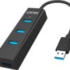 UNITEK Hub USB 3.0 A aktywny (BC1.2) na 4 porty USB A + gniazdo USB micro-B do zasilania czarny na kablu 0,3m