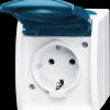 20 EWN-53 Earthed contact outlet with hinged cover and label field