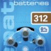 312 Hearing aid battery, zinc-air, 7.9 x 3.6 mm, Aid 312, pack of 6
