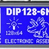 Graphic display, 128 x 64 character, STN, viewing area: 61 x 38 mm, EA DIP128-6N5LW