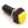 Przełącznik chwilowy OFF-(ON) reset żółty, kwadrat, PBS-12B