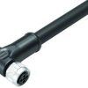 Sensor actuator cable, M12-cable socket, angled to open end, 4 pole, 2 m, PUR, black, 12 A, 77 0634 0000 50704-0200