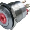 Vandal-proof pushbutton, 1 pole, red, illuminated  (red), 0.5 A/24 V, mounting Ø 19 mm, IP66, MPI001/28/RD