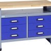 Stół warsztatowy ultramaryna niebieski Küpper 12117, (S x W x G) 1200 x 840 x 600 mm