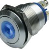 Vandal-proof pushbutton, 1 pole, blue, illuminated  (blue), 0.5 A/24 V, mounting Ø 19 mm, IP66, MPI001/TERM/BL