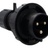 Wtyczka Przemysłowa - Przenośna 16A 3P 200V-250V /Fe/ Ip67 Czarna