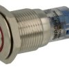 Przełącznik; przyciskowy; LAS2GQF-11E/R/12VS-FP; ON-(ON); 1 tor; podświetlenie LED 12V; czerwony; ring; monostabilny; na panel;
