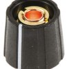 Pokrętło potencjometru oś: 6mm średnica: 15.5mm Okrągłe Nylon Czarny Sifam