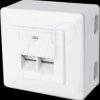2-way RJ45 junction box, cat. 6, surface/flush-mounted