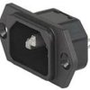Panel plug C14, 3 pole, screw mounting, solder connection, black, 6100.3100