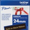 TZE-R354 Ribbon tape, gold on black, 24 mm