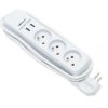Przedłużacz 3-gniazdowy, +2xUSB 5VDC /2.1A, 1,5m szary, 3x1,0mm OWY / 24205