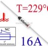 Bezpiecznik termiczny 16A; 229°C; axialny; THT