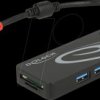 62900 External USB 3.0 Hub, USB C > 3x USB A + 2 Slot SD, black