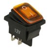 Przełącznik; klawiszowy (kołyskowy); A-603Y.; ON-OFF; 2 tory; żółty; podświetlenie LED 12-24V; żółty; bistabilny; konektory 6,3x