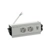 Mediaport Indesk 2x250V USB A-C Simon 480 Aluminium Biały