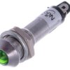 Kontrolka LED 12V 5mm zielona, metalowa, wypukła; IND8