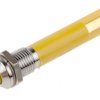 Lampka kontrolna do montażu panelowego 12V ac, Żółta 8mm LED Chrom Końcówka lutownicza RS PRO