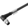 Sensor actuator cable, M12-cable plug, angled to open end, 3 pole, 0.1 m, PUR, black, 4 A, 1906500010
