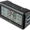Budzik TFA Dostmann Digitaler Funk-Wecker mit Raumklima BOXX2 60.2562.01.GB, czarny, jasnoniebieski