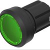 Pushbutton switch, illuminable, latching, waistband round, green, front ring black, mounting Ø 22.3 mm, 45-2234.11H0.000