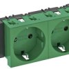 Socket 0 stopni, 2-krotny 250V, 10 / 16A, Schuko OBO Bettermann, 6120366, zielony, (S x W x G) 131 x 90 x 42 mm