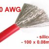 20 AWG Flexible Tinned Copper Silicone Wire - 100 Wires - 0.5 mm2 - Red