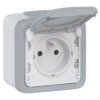 PLEXO IP55 Gniazdo pojedyncze z uziemieniem z przyszłonami szare komplet 069731 LEGRAND