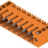 Pin header, 7 pole, pitch 3.5 mm, angled, orange, 1607090000