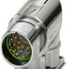 Surface-mounting plug, M23, 17 pole, crimp connection, standard/ONECLICK quick locking system, angled, 1628496