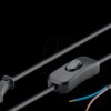 Mains cable with euro plug and switch, 1.5 m, black.