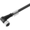 Sensor actuator cable, M12-cable socket, angled to open end, 3 pole, 0.1 m, PUR, black, 4 A, 1906950010