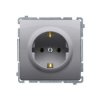 Simon Basic Gniazdo pojedyncze z/u Schuko z przesłonami stal inox BMGSZ1Z.01/21