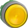 Pushbutton, for universal LED, illuminable, waistband round, yellow, front ring light gray, mounting Ø 22 mm, ZB5AW183SC0