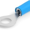 Insulated ring cable lug, 1.04-2.62 mm², AWG 16 to 14, 6.35 mm, M6, blue, 130114