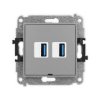 ICON Gniazdo podwójne 2xUSB A-A 3.0 bez pola opisowego szary mat 27IGUSBBO-6 KARLIK