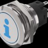 Vandal-proof pushbutton, silver, illuminated  (blue), mounting Ø 22 mm, IP65/IP67, 82-6151.1A24.B004