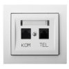 KIER Gniazdo komputerowo/telefoniczne RJ 45 kat.5e (8-stykowe) + RJ 11 (6-stykowe) biały GPKT-W/K/00 OSPEL