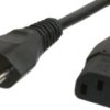 Device connection cable, Switzerland, plug type J, straight on C13 socket, straight, H05VV-F3G1.0 mm², black, 2.5 m, 12G-H05VVF3