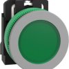 Signal light, 230 VAC, illuminable, waistband round, green, front ring light gray, mounting Ø 30.5 mm, XB5FVM3C0
